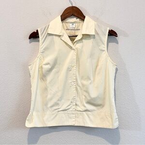 MORENO MARTINI DA FIRENZE Butter Yellow Minimalist Sleeveless Button Up L Womens